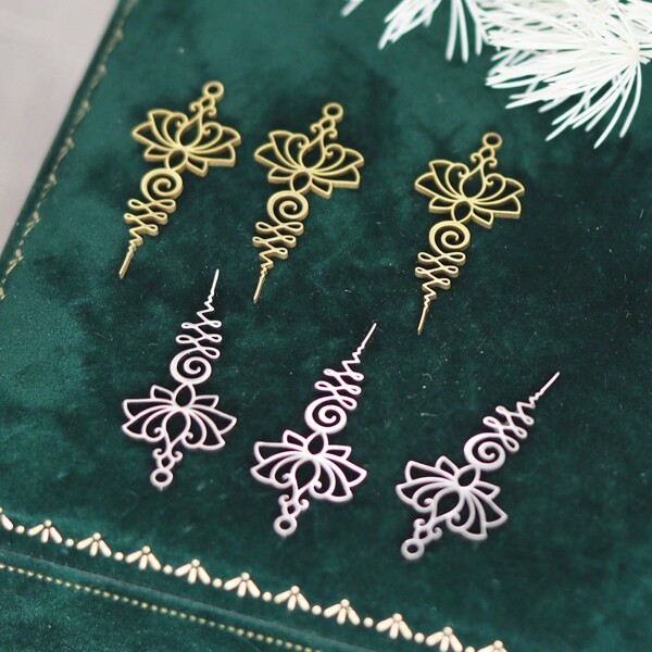 3 peças pingentes de flor de lótus vazada para colares femininos, pulseiras e acessórios para fazer joias