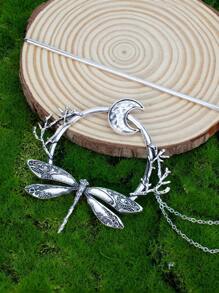 1 pieza Horquilla de metal con libélula y luna creciente, decoración bohemia dorada para recogido de cabello, accesorio para el cabello, pasador para el peinado, artículo escolar