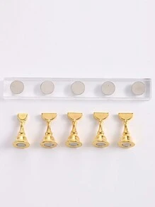 1pc Magnetic Nail Art Practice Display Stand Transparent Gold And Silver Aurora Nail Stand Acrylic Transparent Base Nail Art Display Stand Practice Tools Suitable For Beginners DIY False Nails Nail Art Salon Nail Supplies