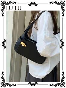 Minimalist Hobo Bag Medium Twist Lock Black - Black - View 2