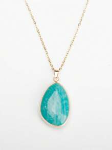 Natural Stone Bezel Wrapped Oval Egg-Shaped Pendant Necklace Unisex Style Festival Present - Necklace - View 10