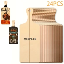 6pcs/12pcs/24pcs (9.4" X 3.5") Mini Wooden Cutting Boards With Rope Handle, Thanksgiving & Christmas Craft Decor - Apricot - View 8