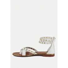 EMMETH Studs Embellished White Flat Gladiator Sandals - 白色 - 查看 3