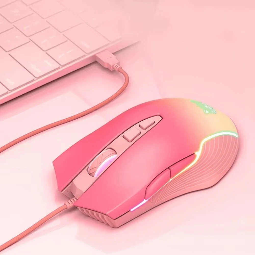 Mouse Gamer Onikuma Cw905 Con Luz Led Rgb Color Verde Difuminado - Rosa - Ver 1