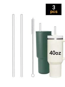 3 件/9 件可重复使用玻璃吸管，适用于 40 盎司/30 盎司玻璃杯，包含清洁刷、杯子配件、圣诞礼物、学校用品 - 無色 - 查看 6