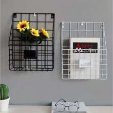 Wall-Mounted Magazine Rack 30 * 25 * 10CM Metal Magazine Newspaper Holder Rack File Simple Newspaper Basket,Magazine Rack For Door(Black) - Black - View 5