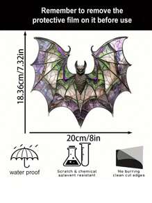 Contemporary Acrylic Bat Suncatcher,2D Process 8x7.3in - StainGlass Style Hanging Ornament For Window, Versatile Halloween Decor, Home Wall Art, Housewarming Gift, Wreath Centerpiece Accessory - Waterproof, Solvent Resistant, Featherless