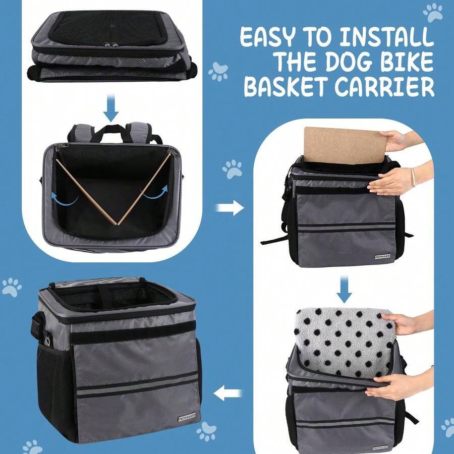 FULED Dog Bike Basket, Small Medium Pets Dog Basket For With Breathable