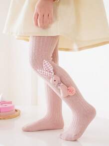 جوارب بنطلون بناتية قطعة واحدة، ملابس سفلية دافئة خفيفة للربيع/الخريف للأطفال الرضع ، سراويل داخلية للأطفال - وردي مغبر - مشاهدة 1