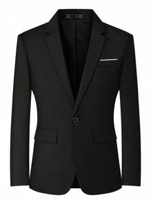 Mens Blazers Slim Fit Business Casual Men Suit Sport Coat One Button Travel Blazer Lightweight Suit Jacket - Black - View 1