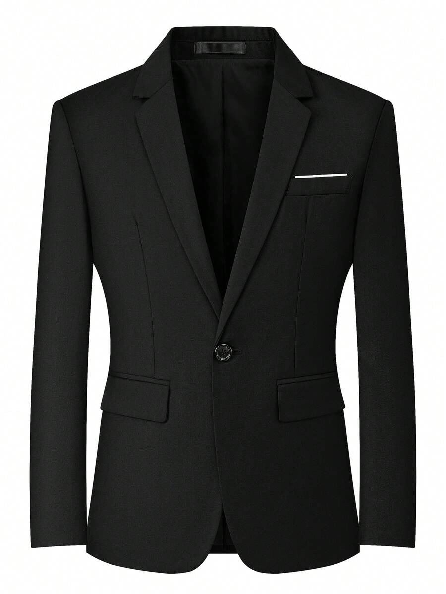 Mens Blazers Slim Fit Business Casual Men Suit Sport Coat One Button Travel Blazer Lightweight Suit Jacket - Black - View 1