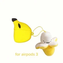 Apple Cute Phone Case Funny Neon 1pc 3D Banana Design Case Compatible With AirPods, Airpods Not Included Kawaii - Yellow - View 15