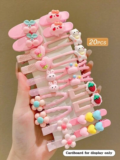 20个可爱卡通粉色发夹，粉色配饰，情人节礼物，爪夹，发卡，学习用品，粉色发夹，发饰