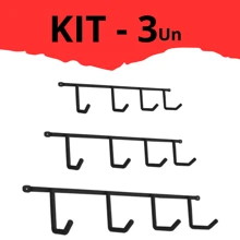 Broom And Squeegee Holder Kit With 3 Units Wall Mount With Hooks Ideal For Kitchen Bathroom And Racks - Black - View 2