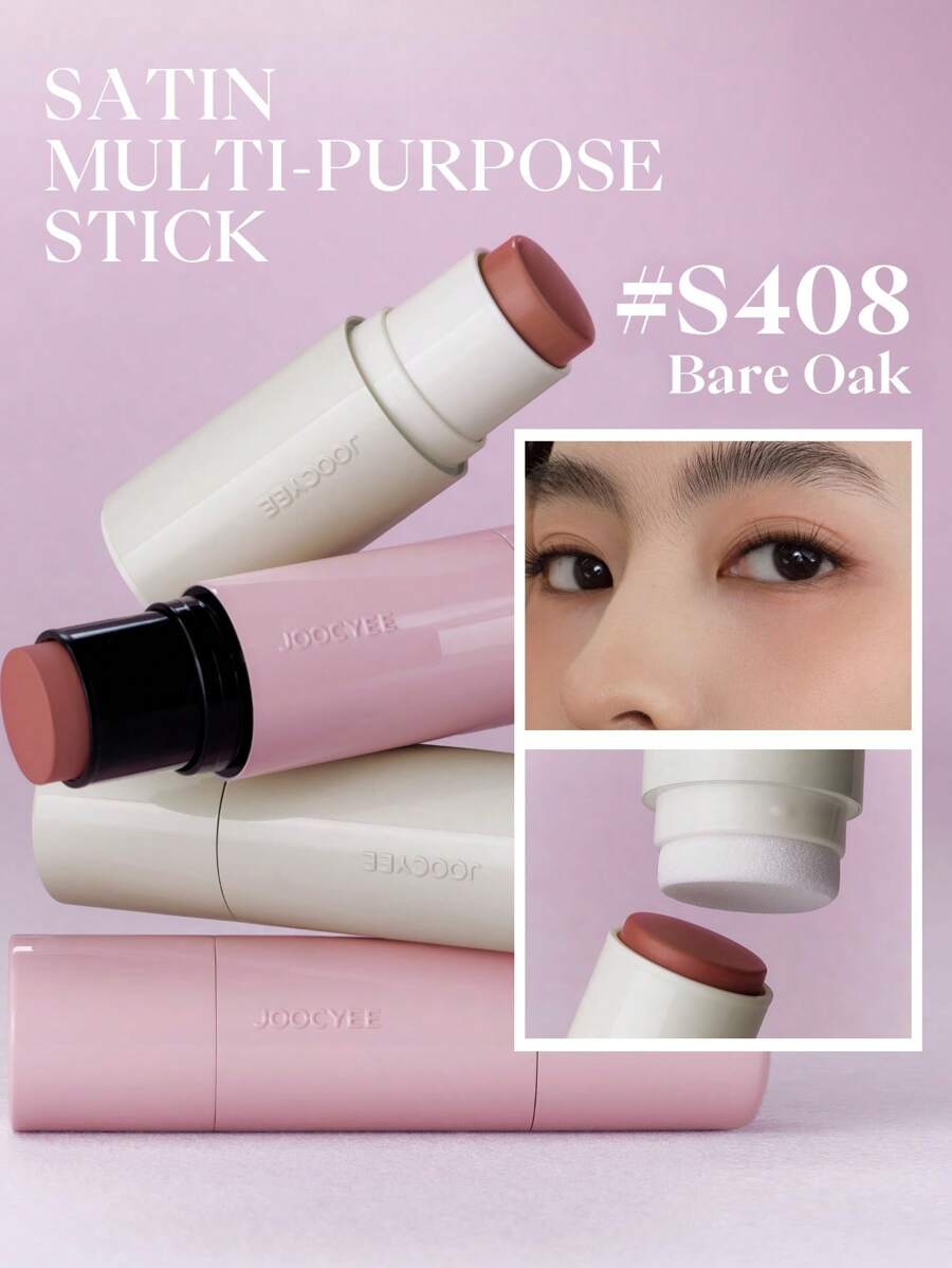 JOOCYEE SATIN Multipurpose Stick S408 Nude Beige, Long-Lasting Blush Suitable For Eyes And Cheeks - S408 Bare Oak - View 1