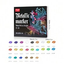 36 Colors Dual Tips Metallic Marker Pens, Water-Based Erasable Oil Paint Pens For DIY Drawing & Sketching - Multicolor - View 14
