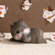 1 pieza Adorno de gato lindo, artesanía decorativa para el hogar, se puede utilizar como regalo para fiestas - Multicolor - Ver 8