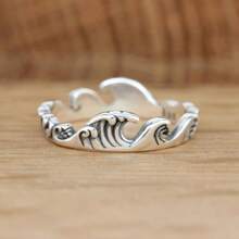 1 Anillo Decorativo Con Diseño De Ondas Antiguo Para Mujer, Adecuado Para Fiestas De Bodas, Aniversarios, Uso Diario, Regalo De Cumpleaños