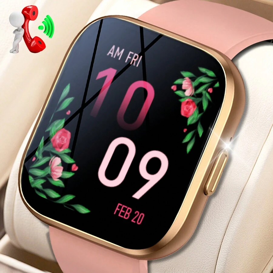 EIGIIS Unisex Smart Watch (Answer/Make Call) With 1.85" HD Screen Big Battery 100+ Sport Modes Sleep Monitor Pedometer Waterproof Sedentary Reminders Music Playback Weather Forecast Find Device For IOS And Android Phones - 粉色 - 查看 1