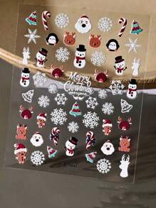 1 张 5D 圣诞指甲贴、5D 亚克力雕刻圣诞老人指甲贴、圣诞指甲贴艺术、指甲贴、即撕即贴 5D 圣诞雪人指甲贴、雪花指甲贴花、圣诞老人鲁道夫指甲贴 - 彩色 - 查看 4