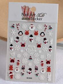 1 张 5D 圣诞指甲贴、5D 亚克力雕刻圣诞老人指甲贴、圣诞指甲贴艺术、指甲贴、即撕即贴 5D 圣诞雪人指甲贴、雪花指甲贴花、圣诞老人鲁道夫指甲贴 - 彩色 - 查看 5