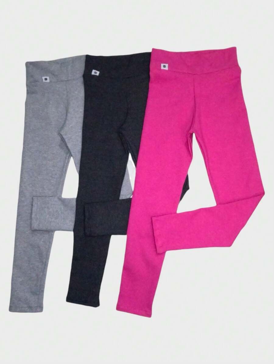 Kit 3 Children's Leggings For Girls Plain Cotton Legging