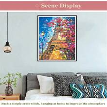 LaoJieYuan 2025 New Style Landscape Flowe Eiffel Tower DIY 11CT Embroidery Cross Stitch Kits Craft Needlework Set Printed Canvas Dropshipping