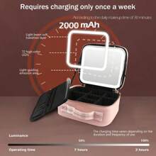 Travel Cosmetic Bag With Mirror And Light, Portable Cosmetic Case, Adjustable Compartment Design