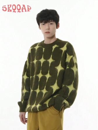 Unisex Autumn Winter Colorblock Patchwork Knitting Sweater, Loose Japanese Casual Slouchy