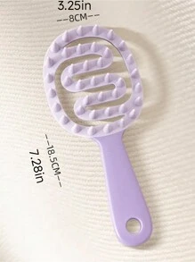1入組長柄中空洗髮刷，矽膠髮洗刷可清潔頭皮、止癢按摩洗髮梳 - 淡紫色 - 查看 6
