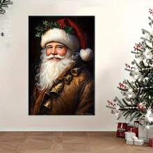 1PC Vertical Rectangular Santa Claus And Bell Art Printed Poster With Frame, Essential For Festive Atmosphere, The Best Choice For Gifts, Christmas Retro Canvas Artwork Mural Bathroom Bedroom Office Living Room Home Decoration - Đỏ - Xem 9