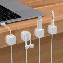 4 件装磁性电缆整理器，粘性充电电缆固定器，电线整理夹管理，适用于办公桌、汽车、办公室、家庭使用，黑色/白色 - 彩色 - 查看 11
