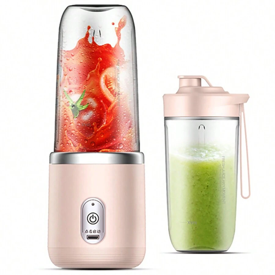 ASLING Compact Mini Portable Juicer Cup - Citrus Juicers With Fruit Squeezer, Food Mixer, Ice Crusher, And Charging Function - Multi-Functional, Easy To Clean, And Space-Saving Design - 粉色 - 查看 1