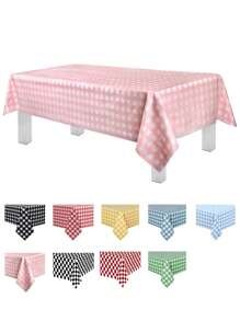 1pc/4pcs/6pcs Plaid Disposable Table Cloth, Classic Checkered Tablecloth, Multiple Colors Available, Square Shape, PEVA Material, Plastic Tablecloth, Tabletop Protection, Suitable For Weddings, Birthday Parties And Other Occasions - Multicolor - View 13