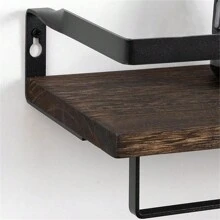 UNHO 2PCS 40cm Length Wall Floating Shelves Photo Picture Ledge Display Shelves Racks - Brown - View 7