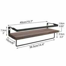 UNHO 2PCS 40cm Length Wall Floating Shelves Photo Picture Ledge Display Shelves Racks - Brown - View 4