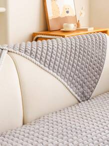 1 tấm bọc ghế sofa vải nhung kẻ caro hiện đại, bảo vệ ghế sofa thân thiện với vật nuôi, thích hợp cho phòng khách, phòng ngủ, văn phòng, mọi mùa - Màu Xám nhạt - Xem 5