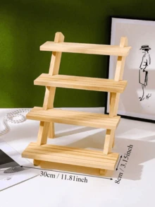Stufendisplay-Ständer aus Holz für Armbänder und Ringe - Abnehmbarer Schmuckständer, elegantes mehrstufiges Holzregal für Accessoires, modulare Aufbewahrung für Schmuck-Sammlerstücke, vielseitige Holzleiter zum Organisieren von Kleinigkeiten - individuell anpassbarer Displayständer für kleine Schätze - Holzfarbe - Übersicht 11