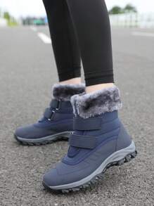 Women's High-Top Warm Fleece Snow Boots, Anti-Slip Design, Easy On/Off, Thick Insulation Layer, Suitable For Snowy And Icy Environments