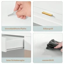 Schminktisch mit LED-Beleuchtung, 3 Farben, Einstellbare Helligkeit,Kosmetiktisch mit Spiegel, Frisiertisch mit 2 Schränken und 2 offenen Regalen, 2 Schubladen,Schlafzimmer, Weiß