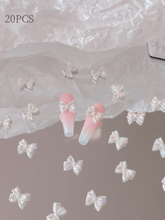20件新款炫彩美甲饰品蝴蝶结美甲饰品立体百搭白月光佩戴美甲配件美甲用品指甲饰品美甲宝石