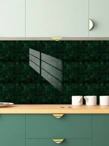 10pcs Geometric Grid Floral Pattern Printed PVC Faux Ceramic Tile Home Decor Wall Stickers, DIY Peel And Stick Wallpaper For Kitchen, Bathroom, Living Room, Waterproof, Removable,Renovation Stickers Peel Wall Panels,Wall Paper, Wallpapers,Spring Decoration Items Refesh Your Home,Rama Decoration Stickers