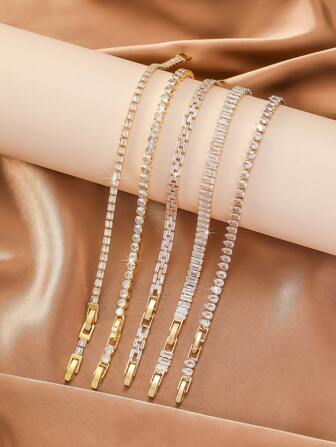 1 件时尚高端方晶锆石手链，简约百搭，适合日常佩戴