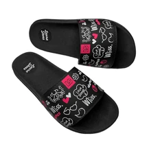 Women's Slide Flip Flops Lightweight Soft And Comfortable Printed Girl Fashion Sandal - màu đen - Xem 4