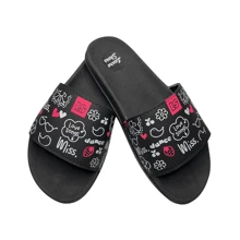 Women's Slide Flip Flops Lightweight Soft And Comfortable Printed Girl Fashion Sandal - màu đen - Xem 2