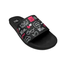 Women's Slide Flip Flops Lightweight Soft And Comfortable Printed Girl Fashion Sandal - màu đen - Xem 3