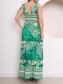 DUNA Printed Lined Dress With Tie On Straps Women's Fashion - 綠色 - 查看 4