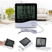 LCD Digital Thermohygrometer Thermometer Alarm Clock LEODY - White - View 1