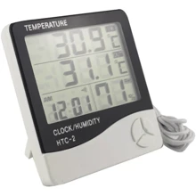 LCD Digital Thermohygrometer Thermometer Alarm Clock LEODY - White - View 3