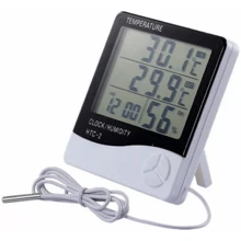 LCD Digital Thermohygrometer Thermometer Alarm Clock LEODY - White - View 2